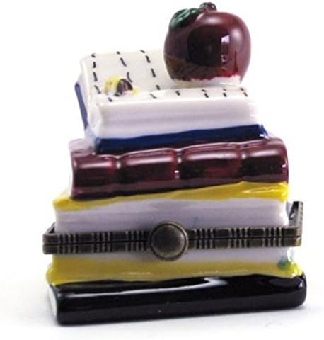 Art Gifts Apple Stack of Books Teacher Hinge Trinket Box