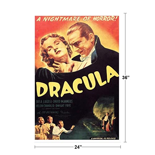 Dracula 1931 Bela Lugosi Nightmare Of Horror Retro Vintage Horror Movie Poster Horror Movie Merchandise Monster Memorabilia Spooky Scary Halloween Decorations Cool Wall Decor Art Print Poster 24X36 #TOP3