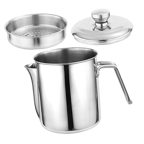 FUNOMOCYA Contenedor De Aceite Con Colador De Malla Fina De Acero Inoxidable Filtro Para Grasa De Tocino y Aceite De Freidora Mango Antideslizante Tapa Protectora Para Cocina