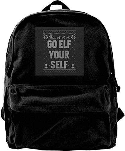 Homebe Mochila antirrobo Impermeable Canvas Backpack Go Elf Yourself Christmas Knit Pattern