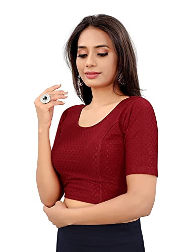 Bhochi Round Neck Cotton Spendex|Stretchable Blouse for Women|Readymade Blouse for Women|Blouses|Stretchable Blouse Readymade