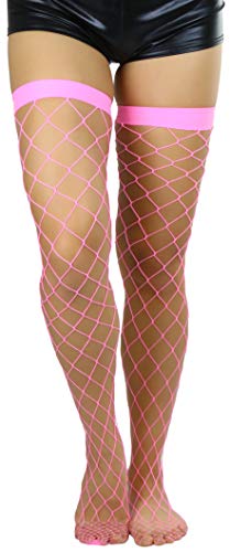 Image of ToBeInStyle Women's Vibrant Large Net Fishnet Thigh High Elastic Nylon Novelty Stockings