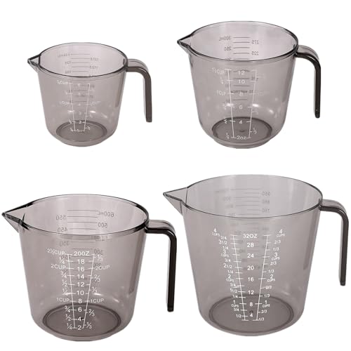 Set de 4 vasos medidores 150-1000 ml plástico BPA negro miniatura 3