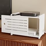HAIDAIYA Wooden WiFi Router Storage Box Hider Shelf, Decorative Projector Box Hider Rack Countertop, for Cable, Modem, Internet, Router Power Cover Storage Organizer Cabinet Wall Mounted, Solid Wood