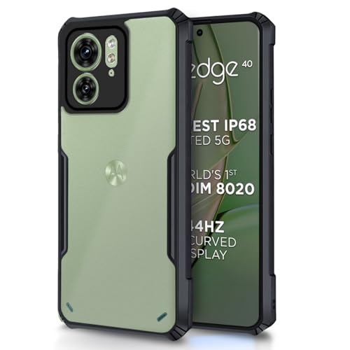 Image of Pikkme Ultra Hybrid Back Cover for Moto Edge 40 | Raised Edges |Crystal Clear Transparent | Full Camera Protection Bumper Case (Black)