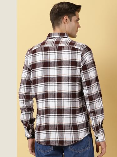 Image of Thomas Scott Men's | Checks | Full Sleeve | Regular Fit | 100% Cotton | Double Pocket | Spread Collar | Casual Shirt