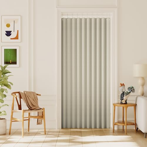 H.VERSAILTEX 100% Blackout Linen Curtain Accordion Door Curtains for Doorway