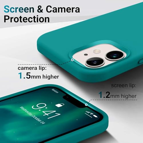 Image of Premium Liquid Silicone Case for iPhone 12 & 12 Pro - Slim Full Body Protective Back Cover with Soft Microfiber Lining, Anti-Slip Grip Scratch Resistant Phone Case(Teal)