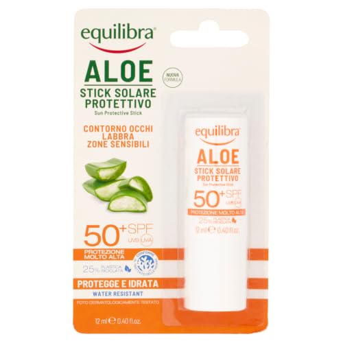 Equilibra Solar Aloe Stick Sonnenschutz LSF 50+ Sonnenstick auf Basis von Aloe Vera zum Schutz sensibler Bereiche, für Kontur Augen… – Ansicht 1