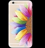 iPhone 6 / 6S Case, Deco Fairy Ultra Slim Rubber Silicone TPU Back Cover for Apple - Rainbow Colorful Sunflower