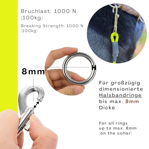 5m Schleppleine Hunde, Wasserfeste Hundeleine Rundleine mit Handschlaufe, Robuste Freilauf-Trainingsleine Neon-Gelb, bis 35kg