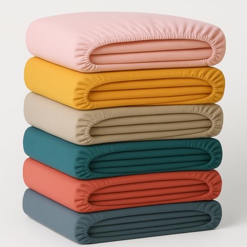 Lot de 4 draps Housse 160 x 200 cm Bonnets 25cm Polycoton Qualité 57 Fils au cm²