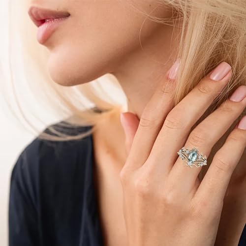 Natural Pear Moss Agate Engagement Ring Set for Women 925 Sterling Silver Genuine Pear Bridal Rings for Her with Engraving Green Moss Agate Wedding Ring Set-232