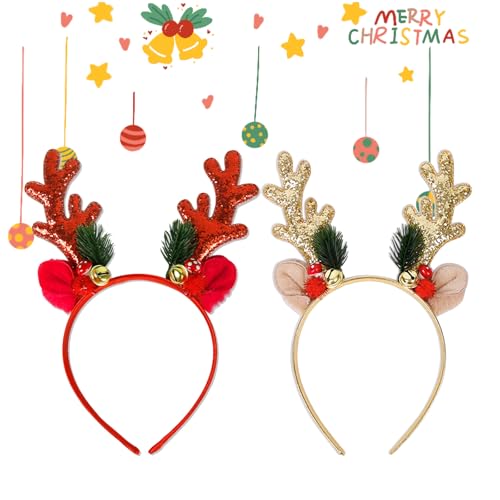 PTBWS 2 Stück Weihnachts Haarreif, Weihnachten Geweih Haarreif,...