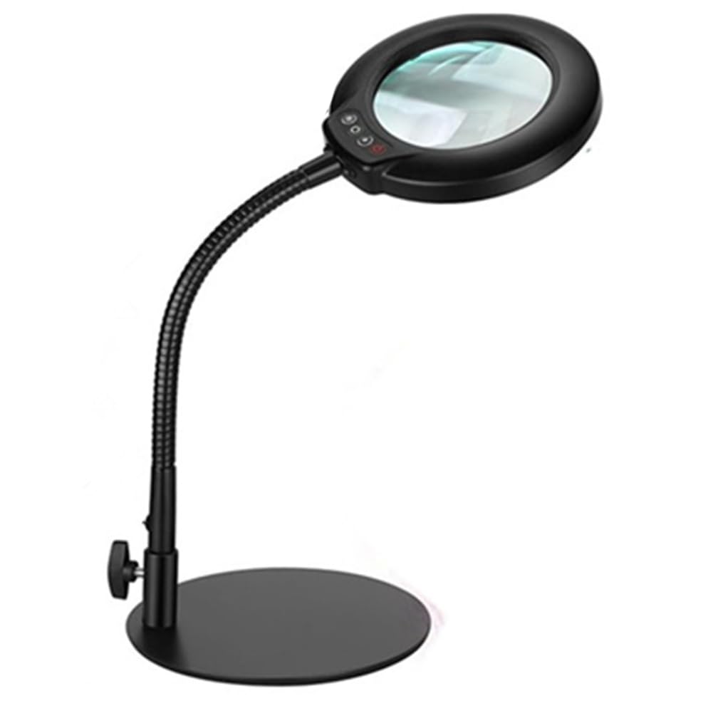 Lupa de cuello de cisne flexible con luz y soporte regulable USB para lectura