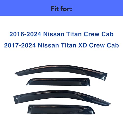 Image of IG Window Visors Fit for 2016-2024 Nissan Titan Crew Cab, Out-Channel Rain Guards Vent Wind Deflectors 4PC, Truck Accessories for 2017-2024 Nissan Titan XD Crew Cab (Full-Size Cabs)