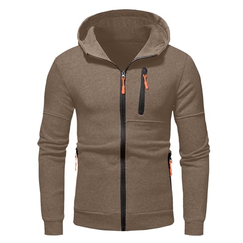 Boys Solid Sweatshirt with Hood Long Sleeve Zip Up Slim Fit Hoodies Fall Warm Casual Pullover Tops with Pocket