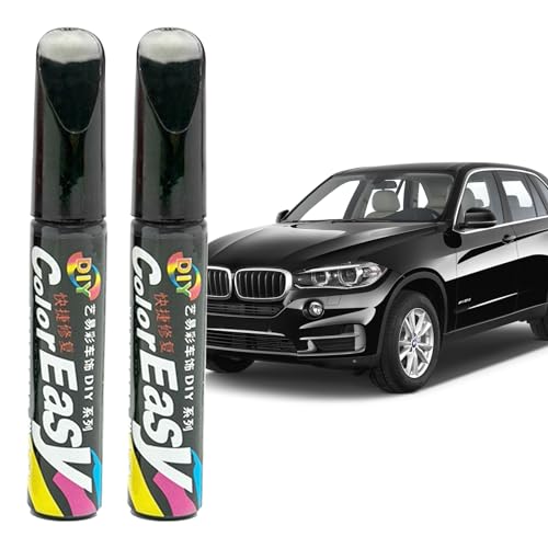 BMHNQ 2 Stück Lackstift Schwarz Auto Lackstift Schwarz Lackstift Schwarz Lackreparaturstift Auto Lackstift Auto Pinsel Kratzerentferner Autokratzer Reparaturmittel Autolack Stift (Schwarz)