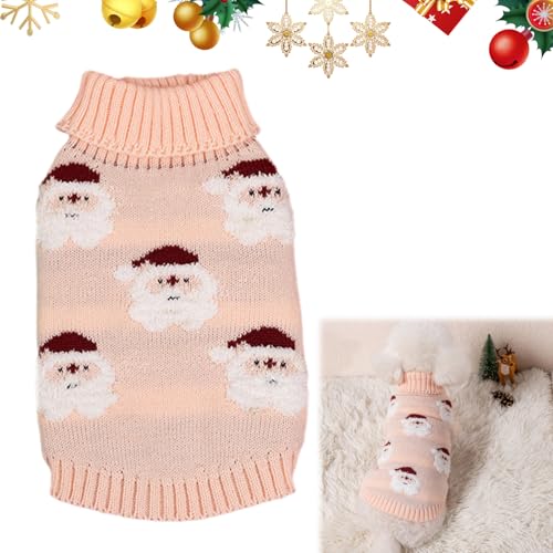 Hundepullover Kleine Hunde Hundepulli Mittelgroße Winter Hundebekleidung & Zubehör Hundezubehör für Kleine Wolle Gestrickt Sweater für Hunde 5-8kg Hundejacke Haustier Pullover Tricolour (Rosa2)