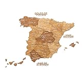 Enjoy The Wood Decoracion de Pared en 3D de Madera - Mapa España Para Marcar Viajes Hecho a Mano con Pines - Idea de Regalos para Viajeros Mapa de España (Oak, S, Sin marco)