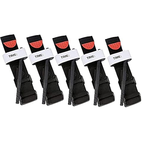 SHAIRMB 5 Pack Tourniquets, Tactical Tourniquet Combat Application, Quick Release One-handed Operated Military Tourniquet for Outdoor Sports Camping Hiking Climbing,Black,95 * 3.8cm Cover
