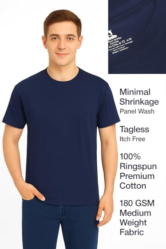 Image of Men's T-Shirts Ringspun Cotton Crew Neck Tee Shirts|Casual Wear T Shirt | Pre Shrunk with Panel Wash