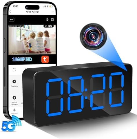 Discrete Caméra Espion WiFi Mini DV - 4K HD 1080P Réveil Enregistreur Vidéo Sans Fil Vision Nocturne Camera Espion