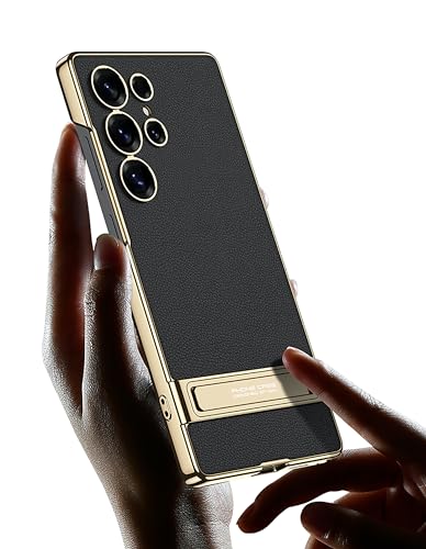 Image of BOUNCEBACK Electroplated Leatherette Back Case /Cover with Kick Stand for Samsung Galaxy S25 Ultra 5g - (Burgundy | Faux Leather)