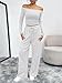 Trendy Queen 2 Two Piece Off Shoulder Set Womens Matching Sweatsuit 2025 Y2K Clothes Wide Leg Pants Sweatsuit Fashion Influencer Clothing Vacation Comfy Airport Travel Outfit