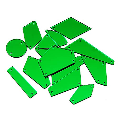 RUINUO - 50 cuentas de espejo para coser en espejo con parte trasera plana para trajes de vestir accesorios de vestuario (verde) Cover