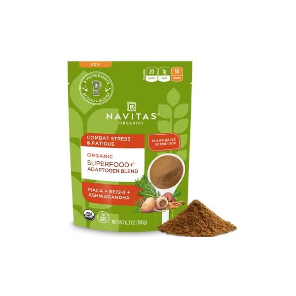 Navitas Organics Superfood+ Adaptogen Blend for Stress Support (Maca + Reishi + Ashwagandha), 6.3oz Bag, 30 Servings…