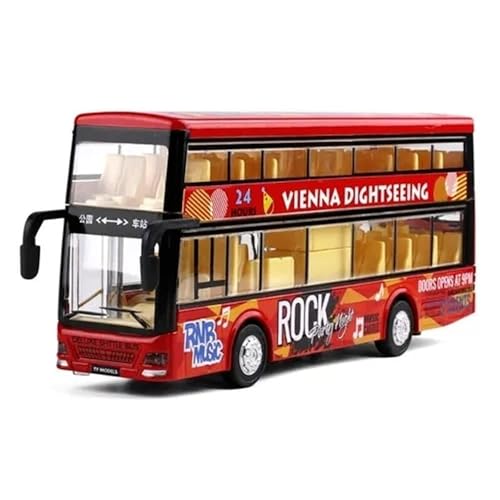 Image of DEOXY Light and Music Alloy Double Decker Bus Toy Boy Children's Toy Car Open Door Large School Bus Model