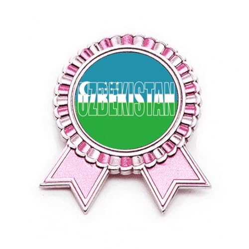 Broche drapeau Ouzbékistan gravée - Bijou de veste en métal rose haut de gamme M