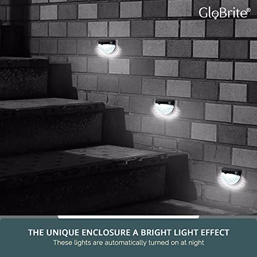 GloBrite Solar Fence Lights | Decorative Garden Light | Outdoor Wall Light are Led, Wireless, Waterproof, Home Décor | Perfect for Railing Fence, Deck, Step Yard Patio, Pathway, Stairs (Pack of 4)