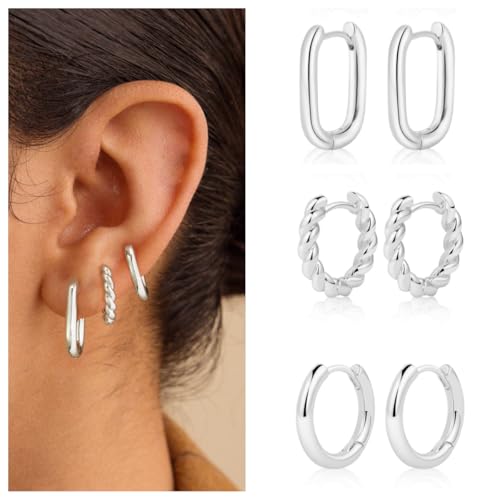 6 Pairs 14K Gold Hoop Earrings for Women,Chunky Hoop Earrings Multipack Hypoallergenic,Lightweight Hoop Earrings for Women Gold Jewelry Gifts2