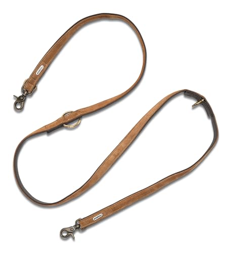Jack & Russell Hundeleine Leder 2,0m - Premium Büffelleder zweilagig – Hunde Führleine gepolstert & verstellbar, Lederleine braun Anuk (Braun)