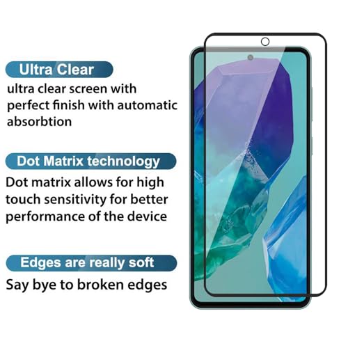 Image of POPIO Military-Grade Gorilla Tempered Glass For Samsung Galaxy M55 (Black) 9H Hardness, Edge-to-Edge Full Coverage, Anti-Scratch, Bubble-Free, Ultra Clear HD Glass, Oleophobic Coating, Face ID Compatible