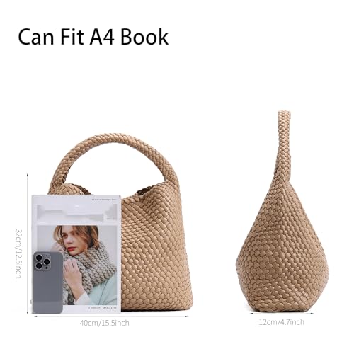 Bolso tote grande tejido para mujer con cartera y hombro miniatura 4