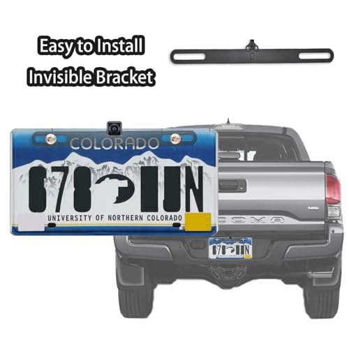 Image of Arbutin Reverse Rear License Plate Bracket Universal Car Dash Cam Mirror Kit Rearview Mount, Installation Holder for Backup View Camera