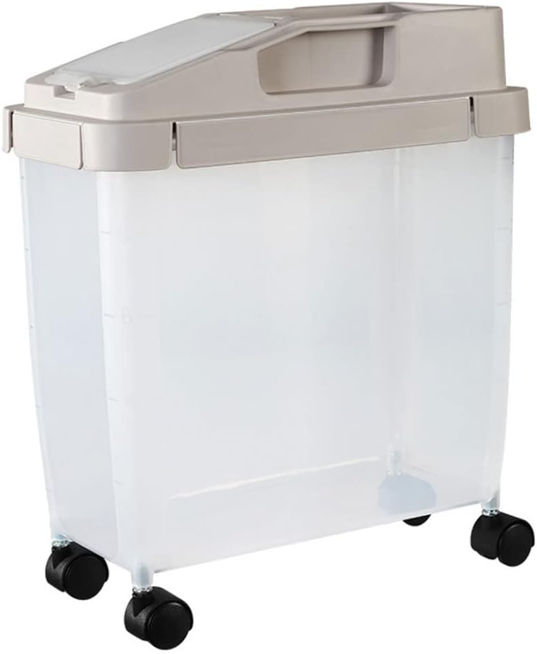 Ingredient Storage Bin Container 10kg Rice Dry Food Sealed on Wheels with Lid Measuring Cup Coffee.