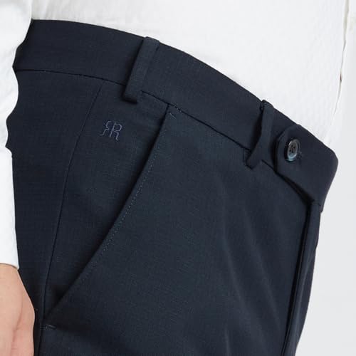Image of Raymond Men's Mid Rise Polyester Blend Checks Pattern Slim Fit Flat Front Formal Trouser