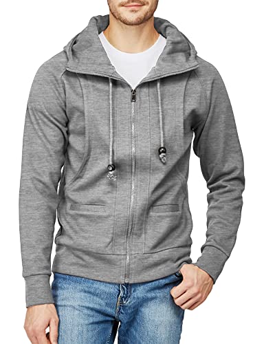 H2H Men Casual Hoodies Turtleneck Long Sleeve Sweatshirts Pullovers With Pocket Gray Us M/Asia L (Kmohol019) #TOP2