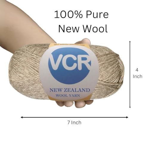 Image of VCR Light Brown Chunky Wool Yarn, 100 Grams, Hank, 196 Meters, 100% New Zealand Wool Knitting Yarn, Soft Crosia Thread Suitable for Baby Blankets & Booties Pack of 1