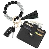 KNGITRYI Wallet Keychain Wristlet for Women,Slim RFID Credit Card Holder Purse Tassel Keychain Bangl