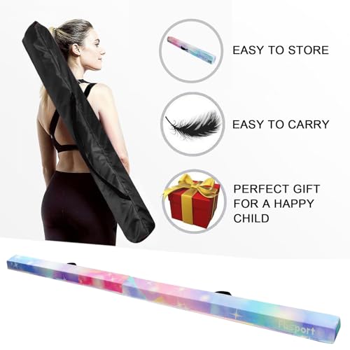 FBSPORT 8ft Balance Beam Folding Gymnastics Beam Foam Balance Floor Beam Equipment for Kids Adults, Suede Cover Anti Slip Base with Carry Bag for Home School Gym Training, Pink Green - image 6