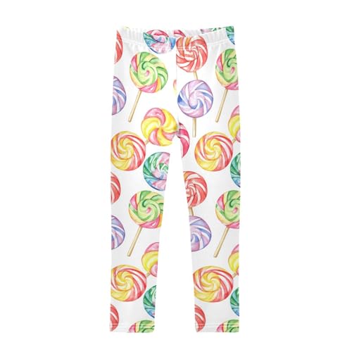 KLL Colorful Sweet Lollipop Candy Girls Basic Leggings Stretchy High Waisted Dance Pants Gym