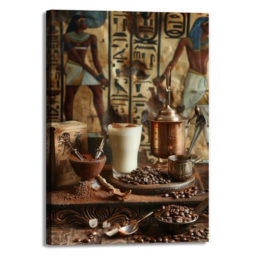 OAAPITI Vintage Coffee Canvas Wall Art Delicious Latte Picture Print Retro Coffee Painting Artwork Home Decoration Ready To Hang(Artwork-3,12"x18")