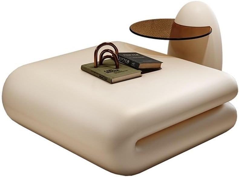 Side End Table Minimalist Creative Glass Coffee Table Luxury Design, Book-Shaped Table Set for Modern Living Rooms Accent Coffee Table for Living Room Bedroom Office(White,80cm)