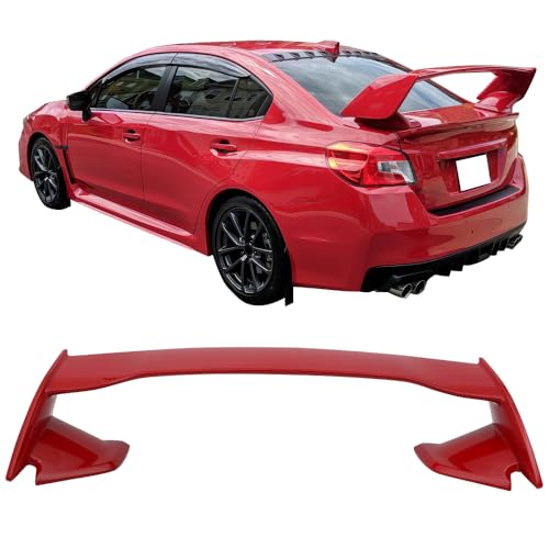 IKON MOTORSPORTS Pre-Painted Trunk Spoiler, Compatible with 2012-2016 Subaru Impreza & 2015-2021 WRX STI, STI Style ABS Painted #M7Y Pure Red Trunk Wing
