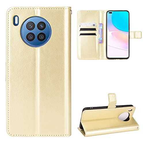 QiongNi Case for Huawei Nova 8i Case Cover,Case for Huawei Honor 50 Lite Leather Case,Flip Leather Wallet Cover Case for Huawei Nova 8i NEN-L22F / Honor 50 Lite Case Gold